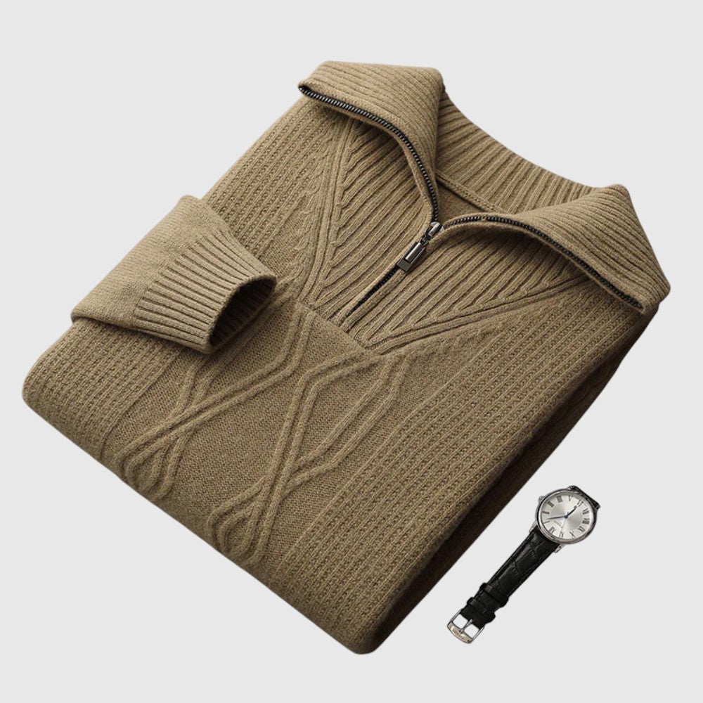 Libuše - Pulover s zipom Taranto iz merino volne