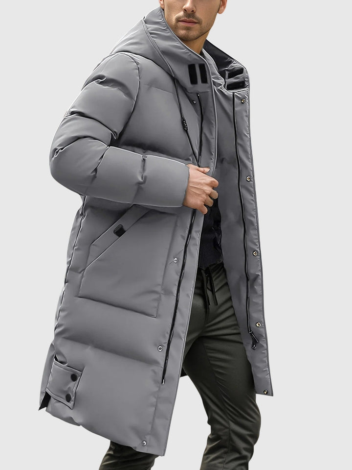 Jan – Podložena dolga jakna s kapuco