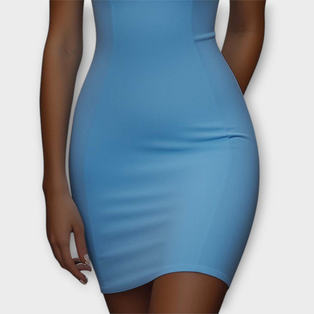 Maja - Modra elastična bodycon mini obleka