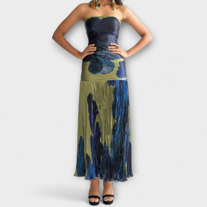 Noelle - Midi obleka brez naramnic