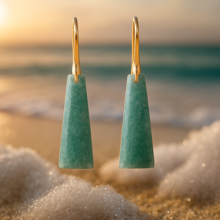 Eliora | Smaragdno zeleni aqua uhani