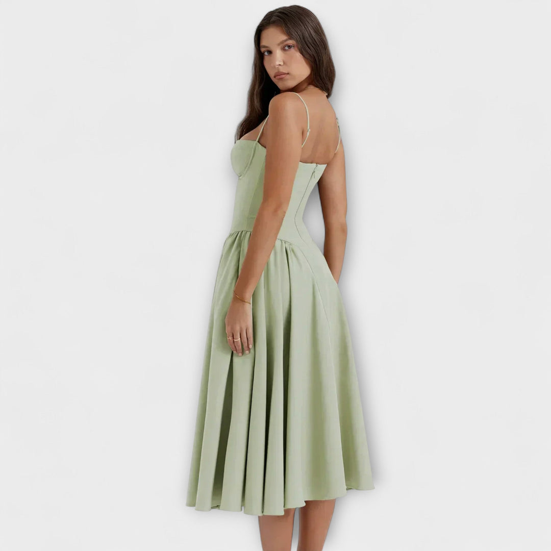 Rosalie - Elegantna brezrokavna korzetna obleka