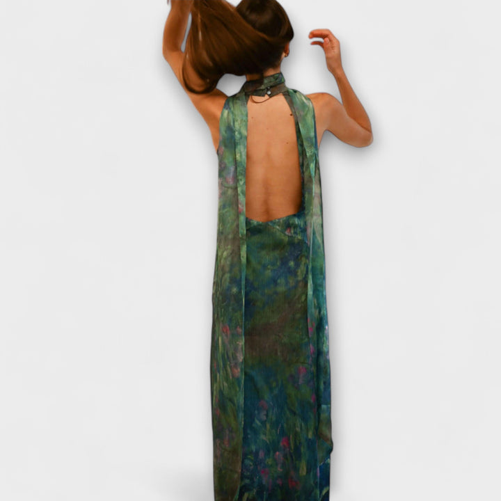 Maisie - Monet Iris Print Maxi obleka