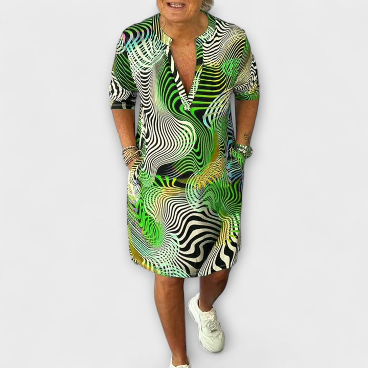 Liora - Barvne obleke z V-izrezom