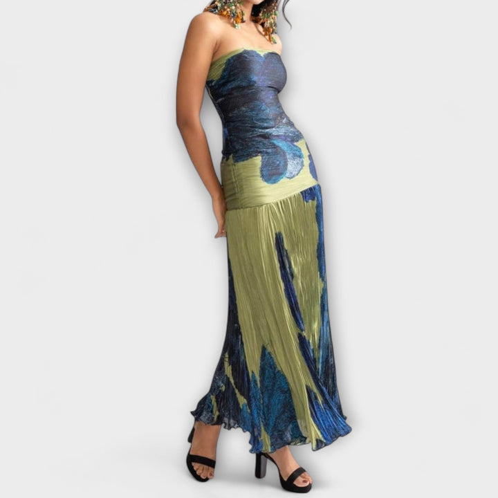 Noelle - Midi obleka brez naramnic