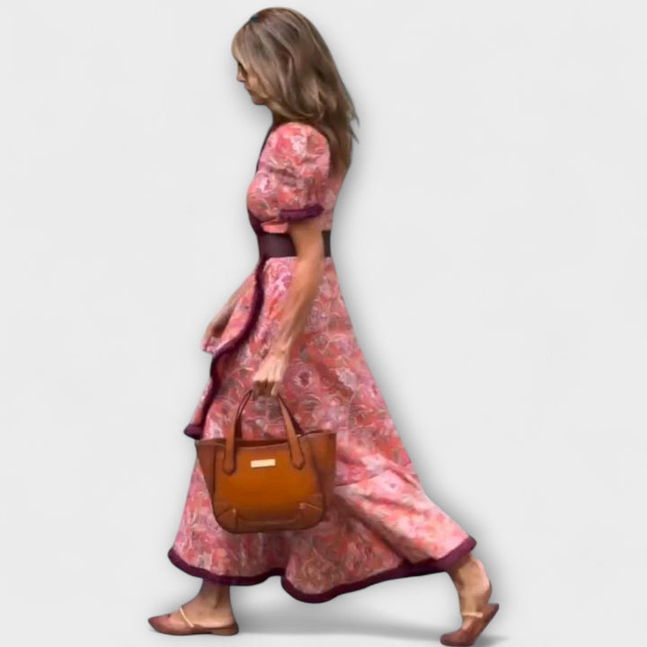 Elegantne roza maxi obleke s kratkimi rokavi