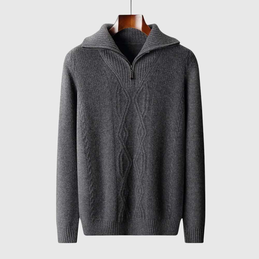 Libuše - Pulover s zipom Taranto iz merino volne