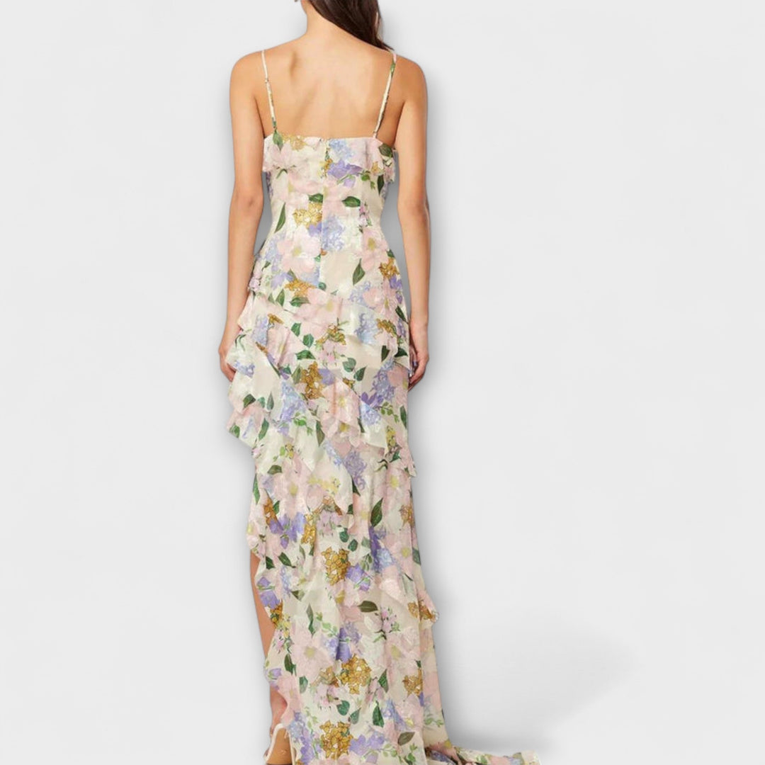 Indie - Obleka z volani in potiskom