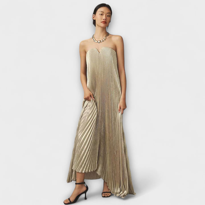 Michelle - Maxi obleka Sweetheart v oranžni cvetlični