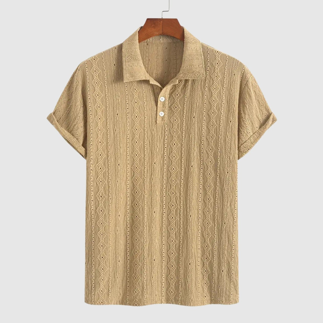 Libuše – Nežna pletena polo majica z teksturiranim dizajnom