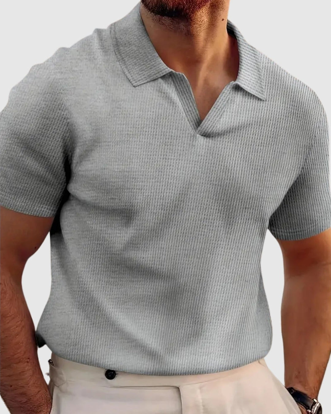 Libuše– Rebrasto majico s V-izrezom