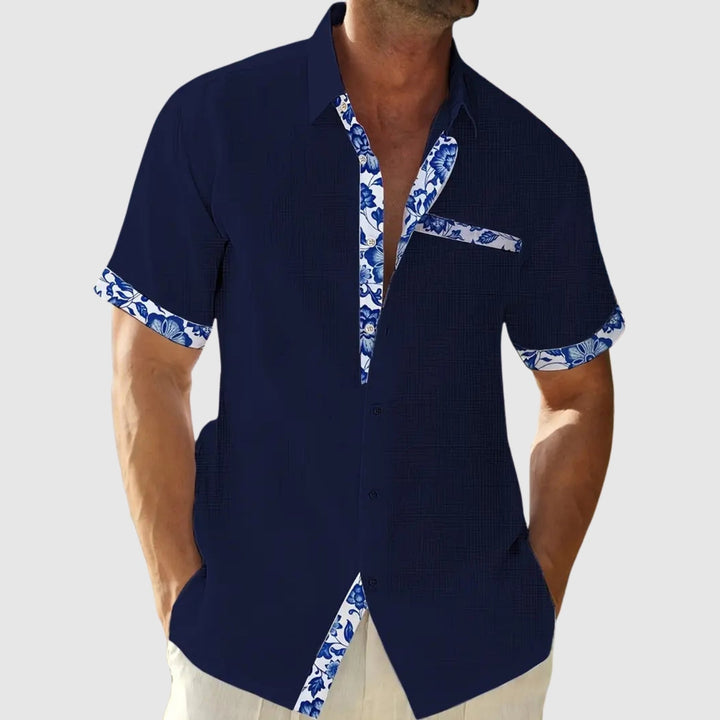 Libuše – Srajca s kratkimi rokavi in kontrastnimi detajli