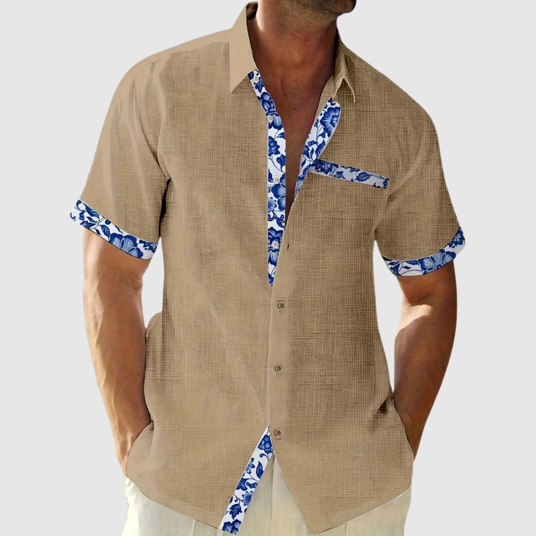 Libuše – Srajca s kratkimi rokavi in kontrastnimi detajli