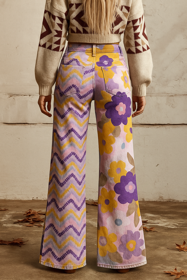 Karolína - Cvetlične boho hlače