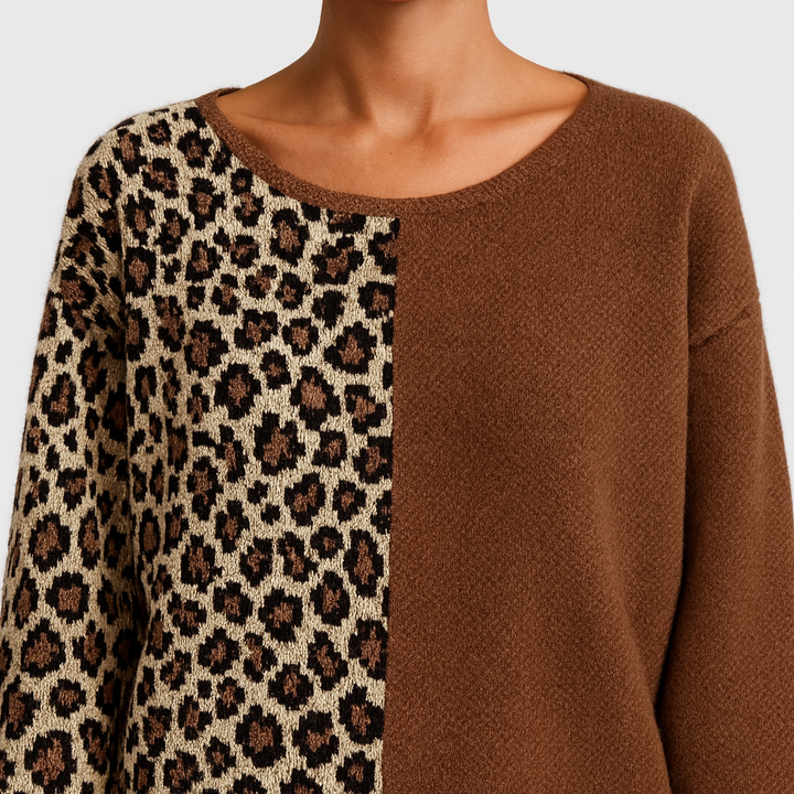 Marina - Ležeren pulover z leopardjim vzorcem