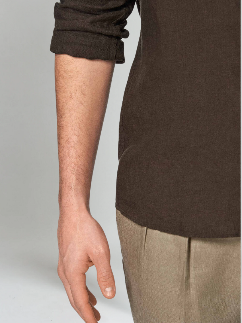 Esencialna Lanena Srajca - Temno Rjava