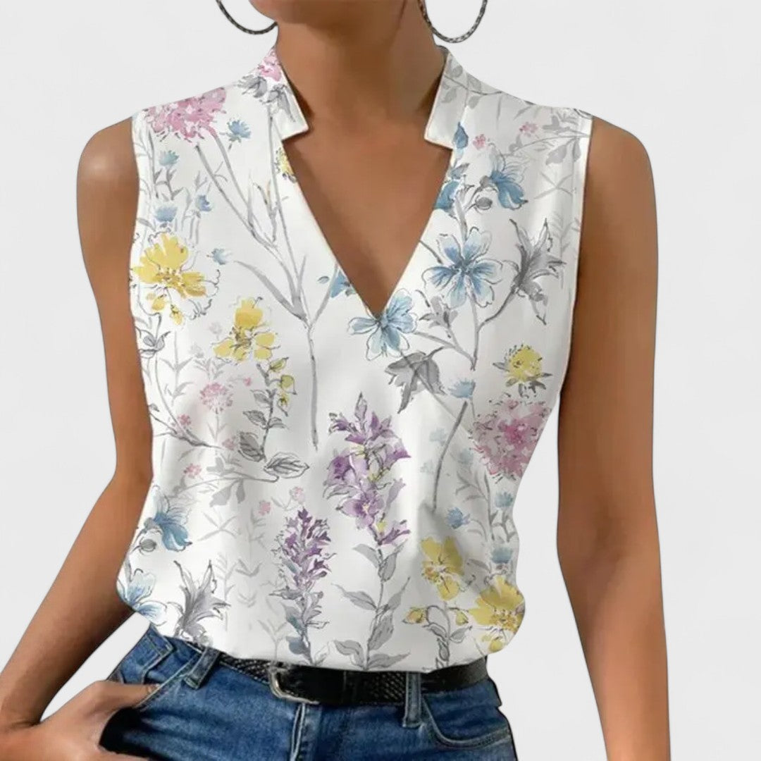 Simona - Mehka Poletna Majica z V-Izrezom