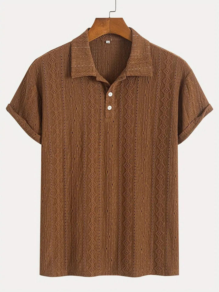 Libuše – Nežna pletena polo majica z teksturiranim dizajnom