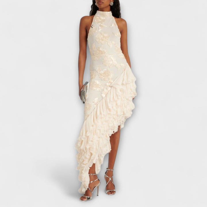 Karen - Maxi obleka s cvetličnimi aplikacijami