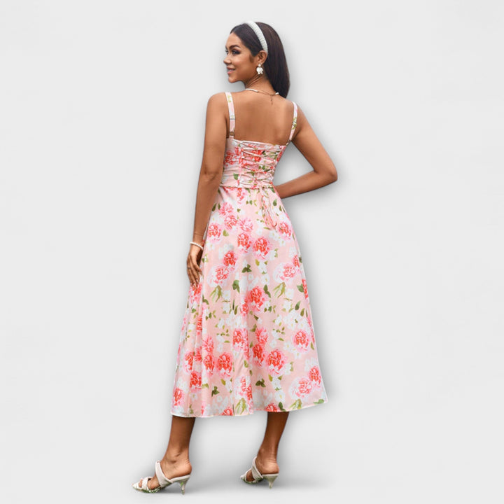 Upanje - Roza top obleka z detajlom razporka