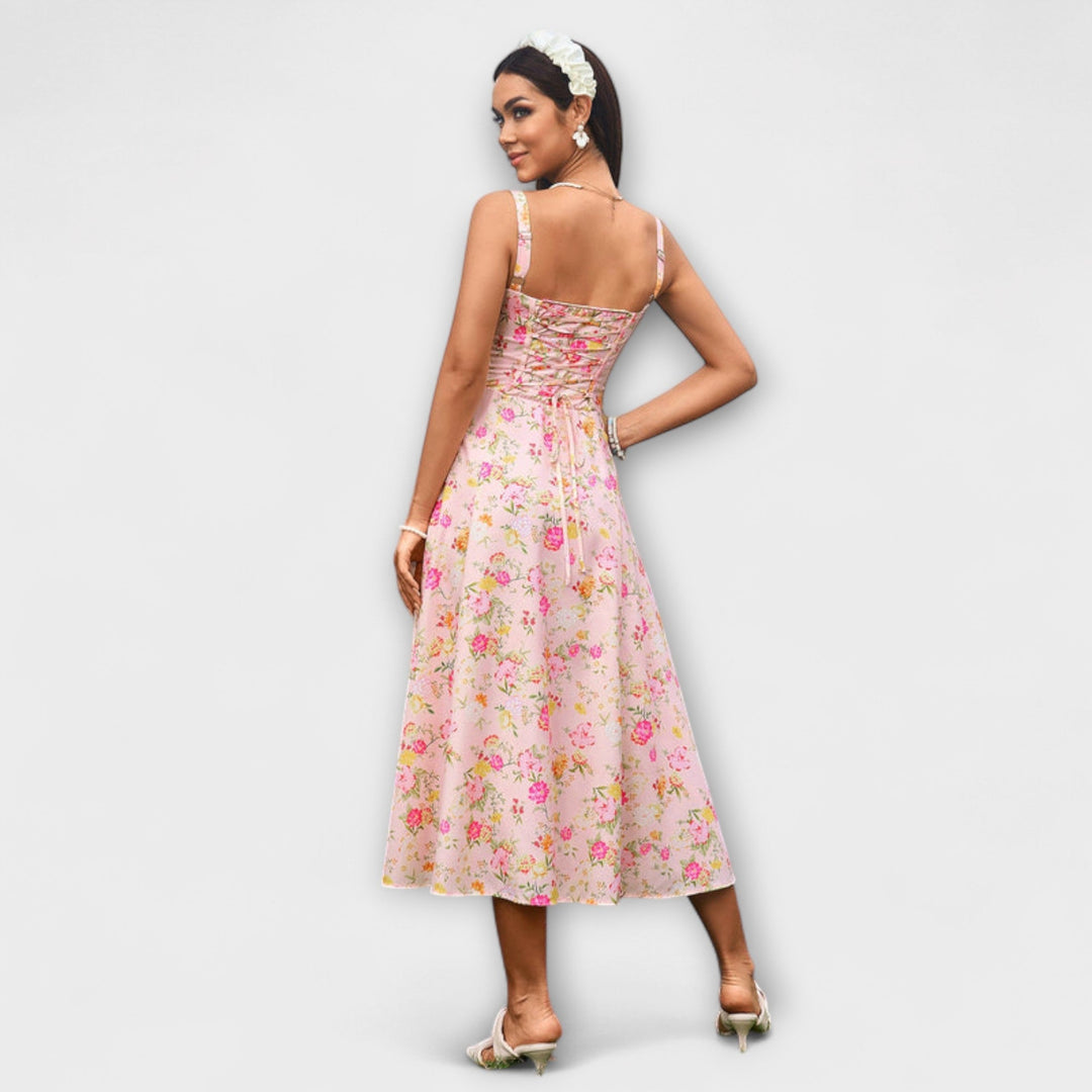 Upanje - Roza top obleka z detajlom razporka