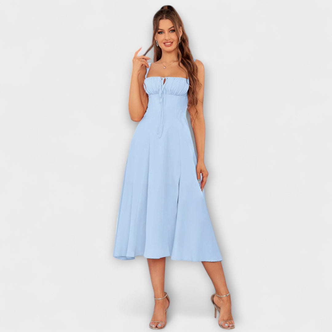 Upanje - Roza top obleka z detajlom razporka