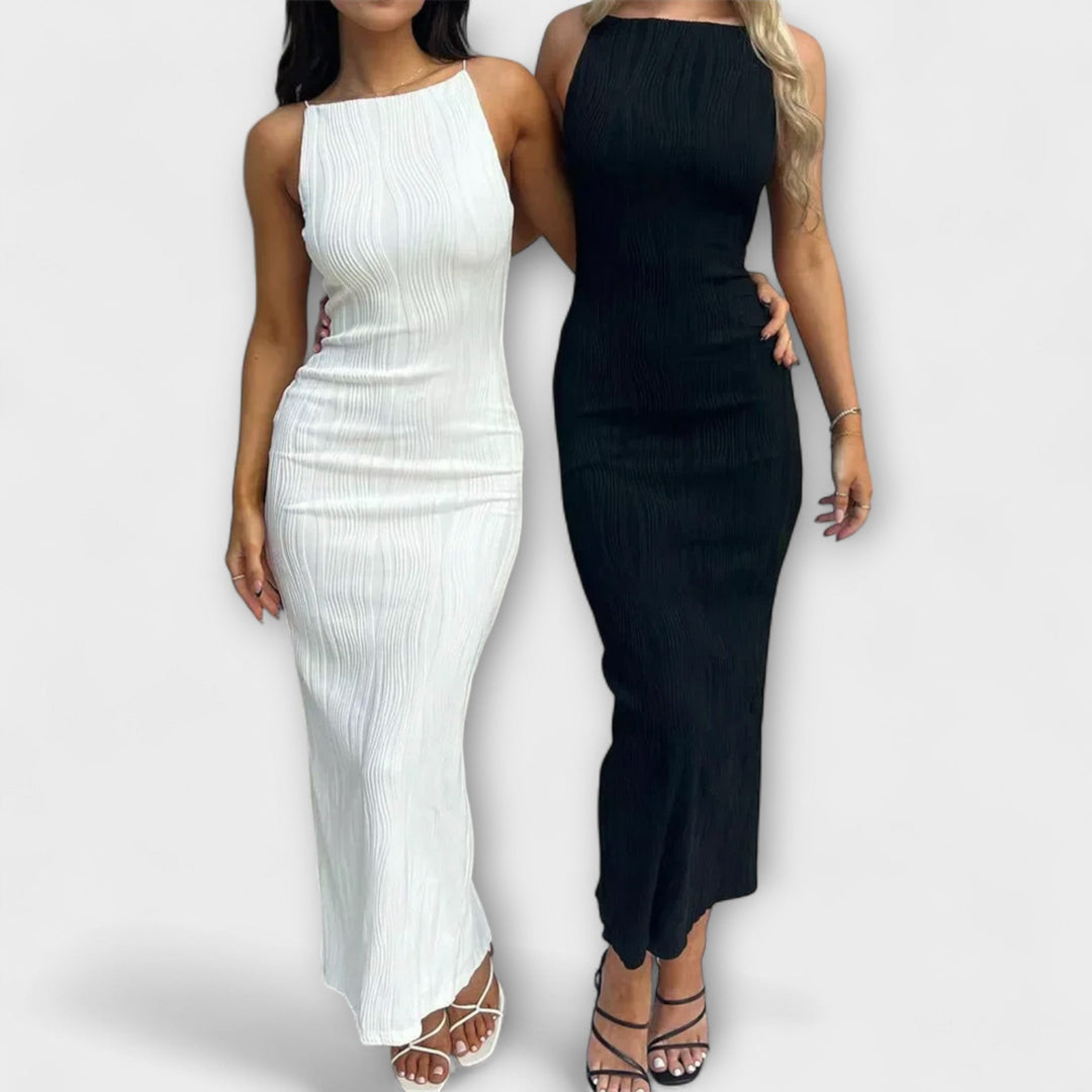 Elegantne brezrokavne maksi obleke z nabiranjem