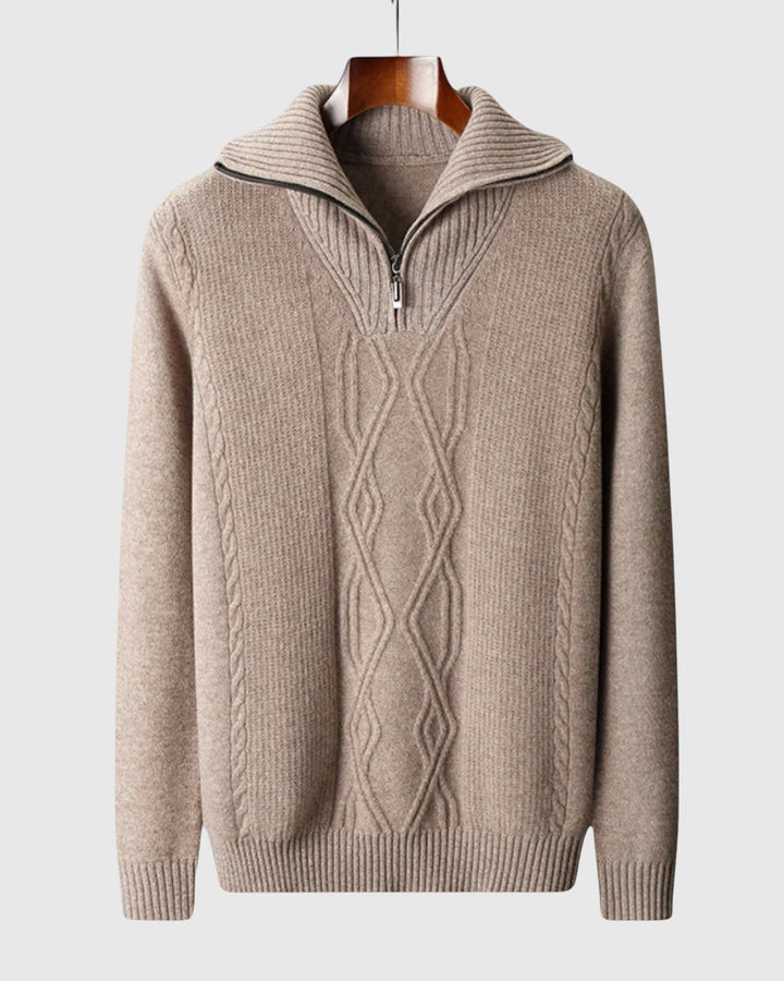 Libuše - Pulover s zipom Taranto iz merino volne