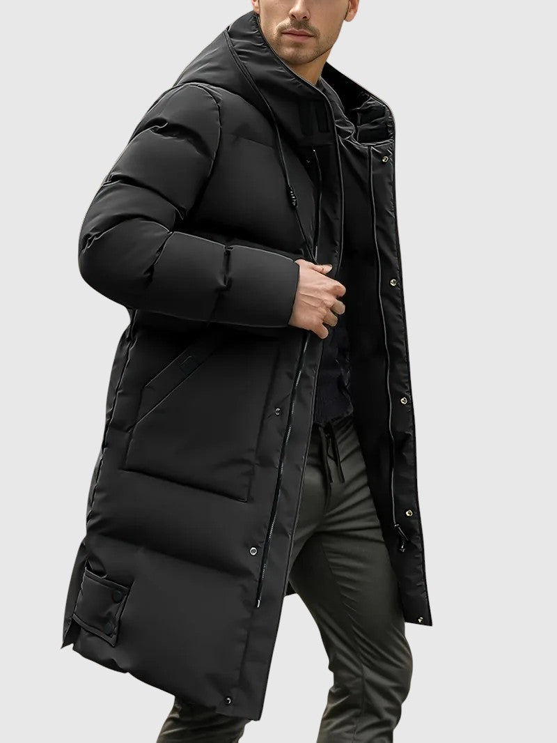 Jan – Podložena dolga jakna s kapuco