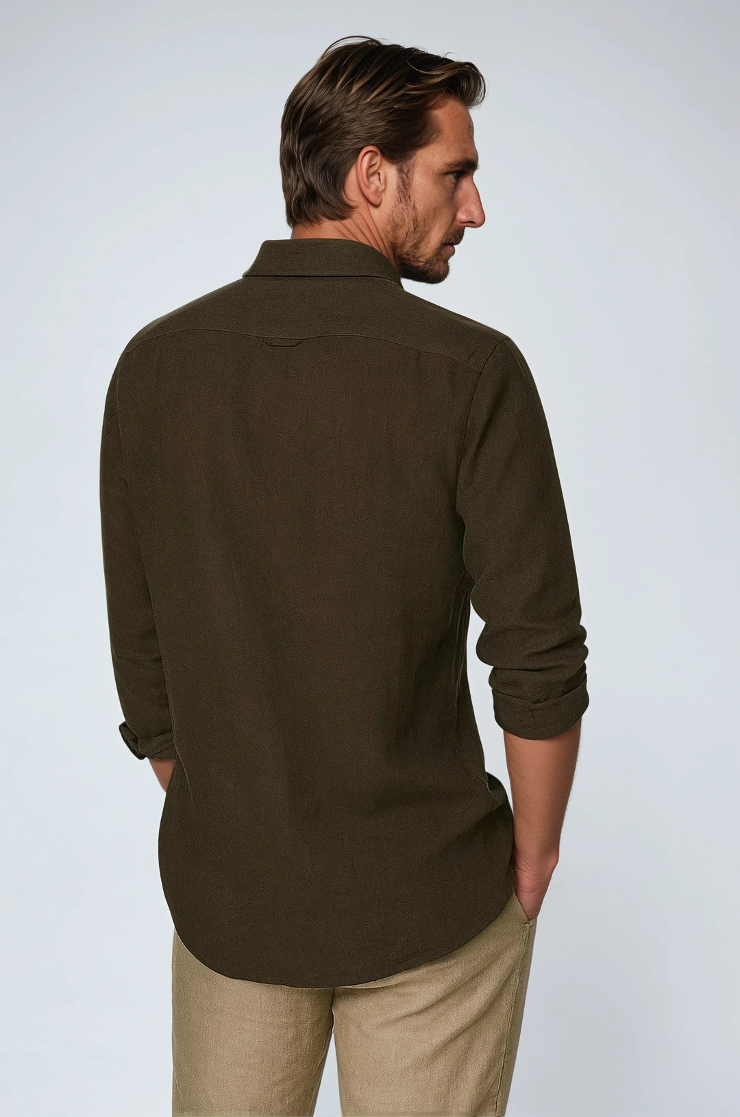 Esencialna Lanena Srajca - Temno Rjava