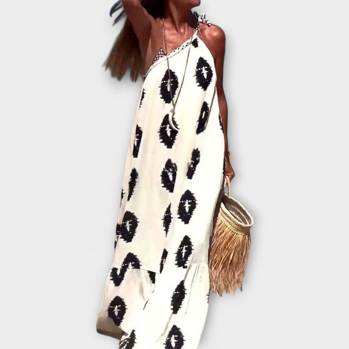 Isla - Maxi obleka z enim naramnicom in sončnimi žarki