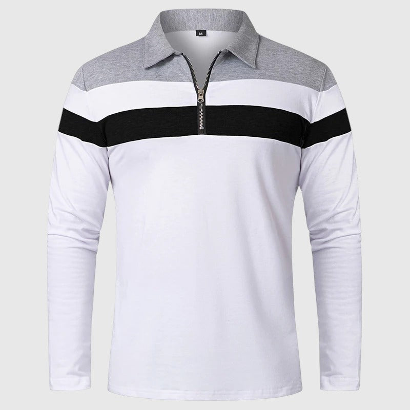 Libuše - Eleganten pulover z zadrgo in črtami