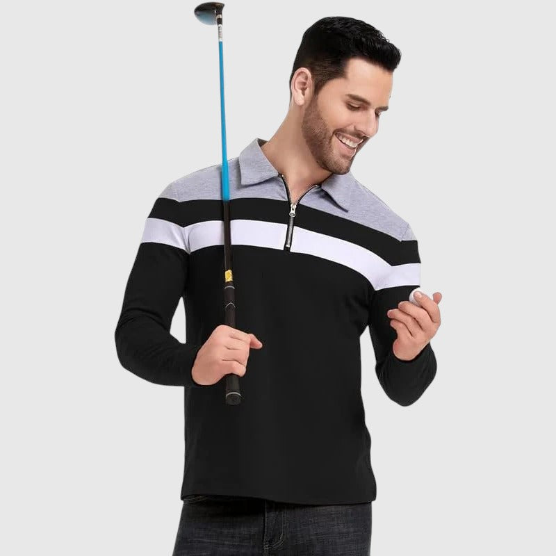 Libuše - Eleganten pulover z zadrgo in črtami