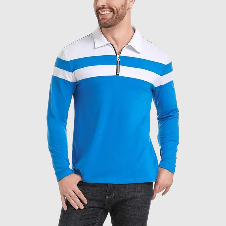 Libuše - Eleganten pulover z zadrgo in črtami