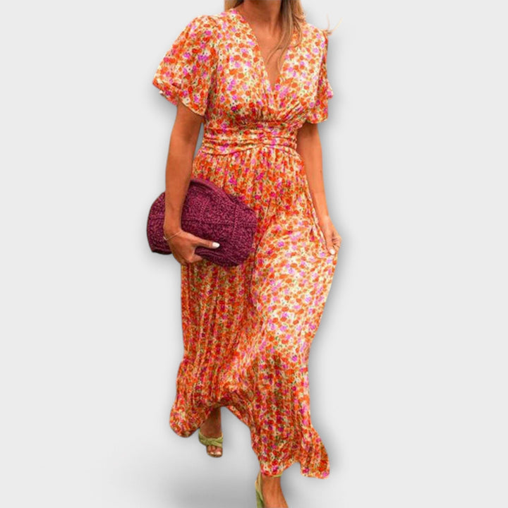 Elsie - Klasična obleka z V izrezom