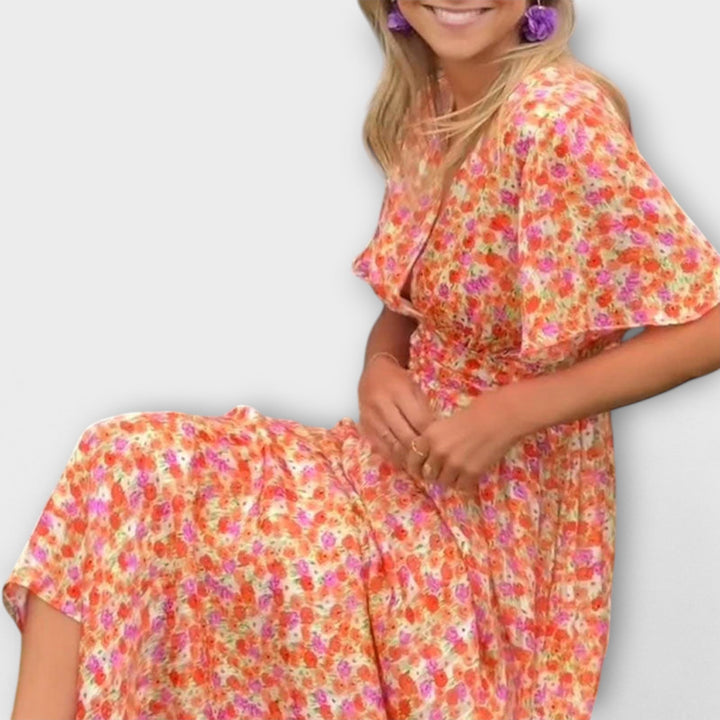 Elsie - Klasična obleka z V izrezom