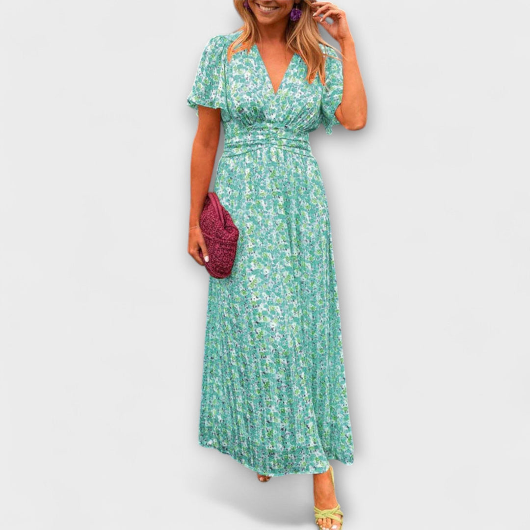 Elsie - Klasična obleka z V izrezom