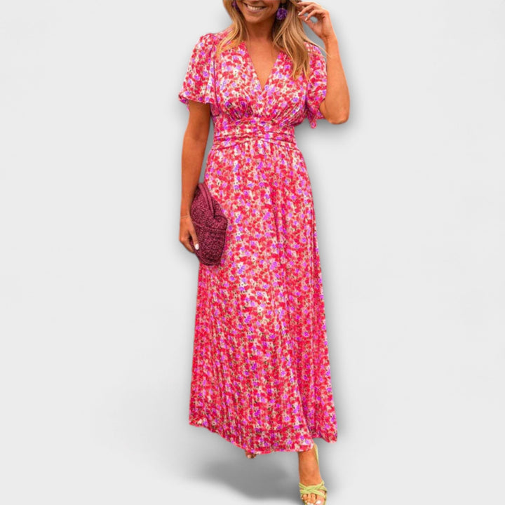 Elsie - Klasična obleka z V izrezom