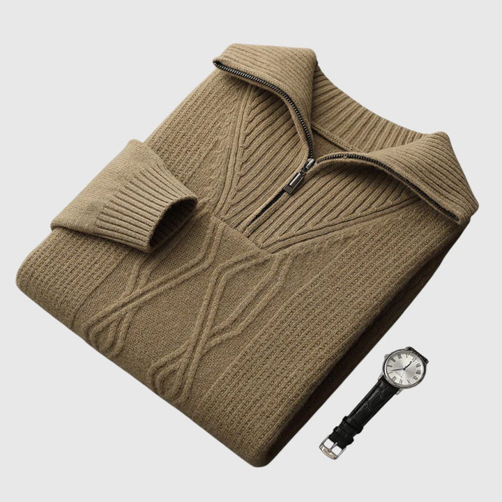 Libuše - Pulover s zipom Taranto iz merino volne