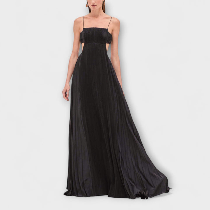 Mireille - Elegantne Maxi Obleke s Pliseji in Izrezi