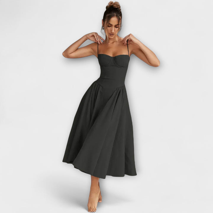 Rosalie - Elegantna brezrokavna korzetna obleka