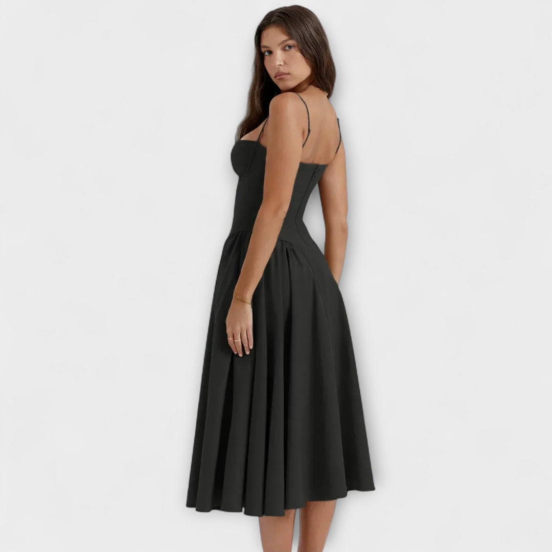 Rosalie - Elegantna brezrokavna korzetna obleka