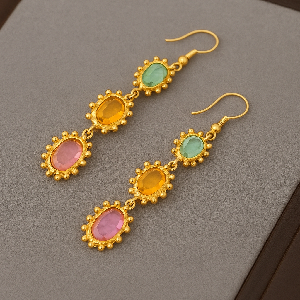 Undine | Pozlačene uhane s barvnimi kamni
