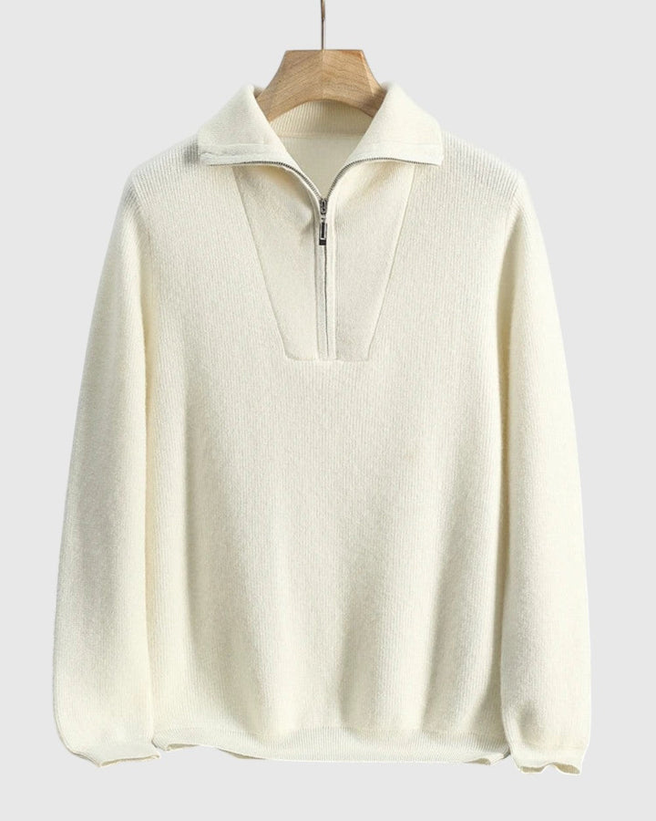 Libuše - Pulover Portofino iz kašmirja s polovičnim zadrgo