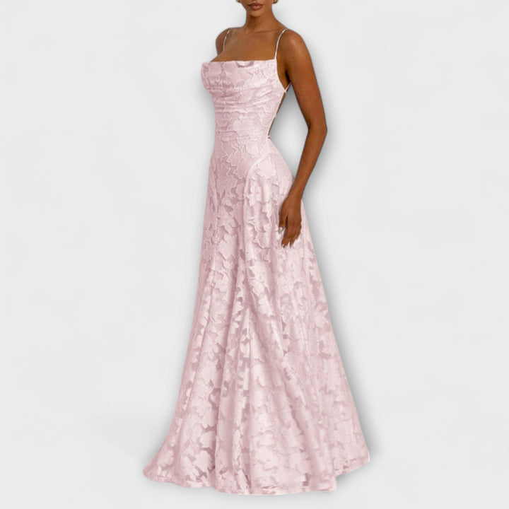 Emberly - Elegantna maxi obleka iz žakardne tkanine