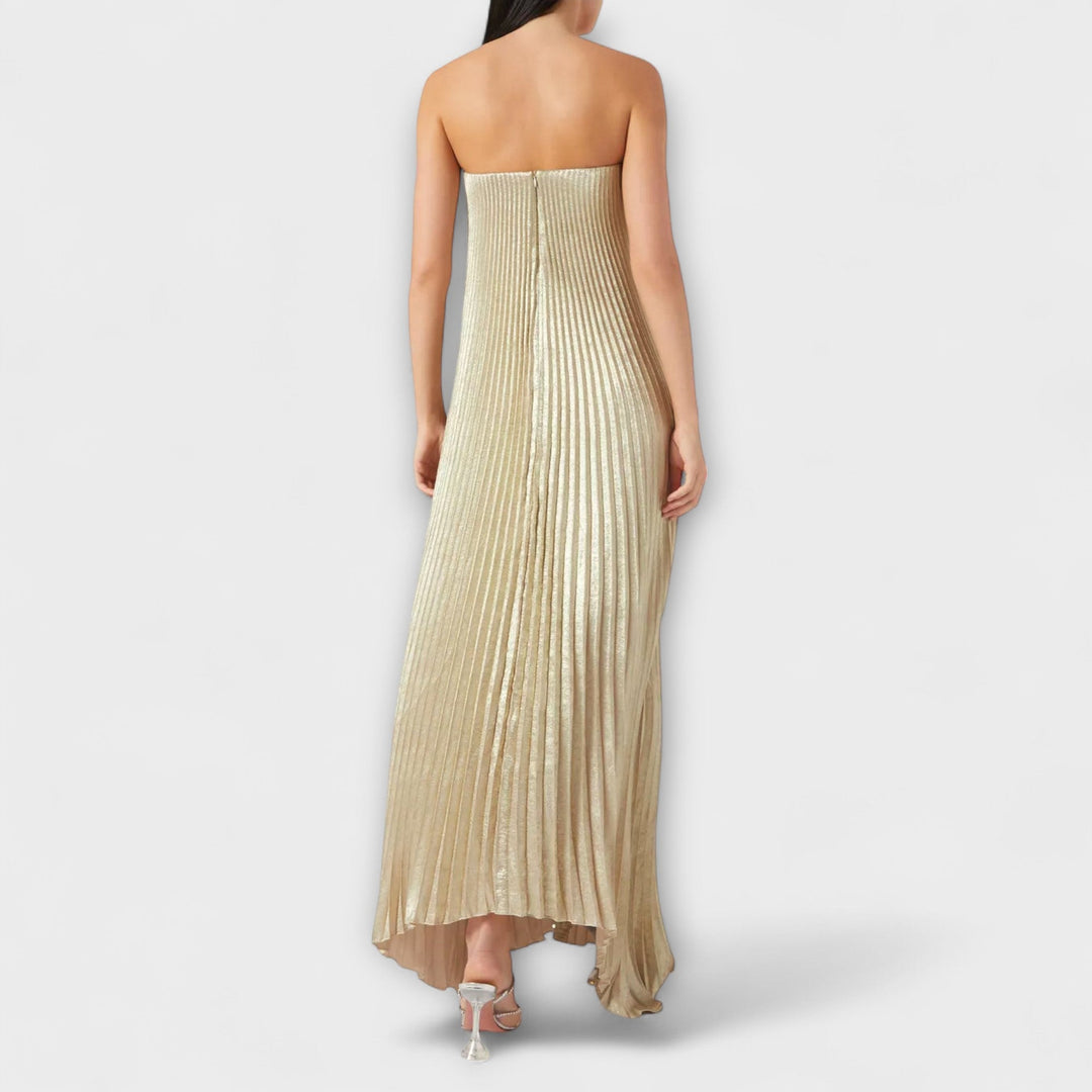 Michelle - Maxi obleka Sweetheart v oranžni cvetlični