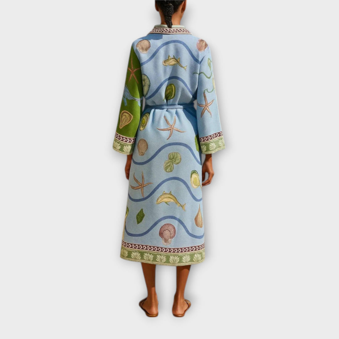 Jule - Tiskane midi obleke iz twilla s pasom