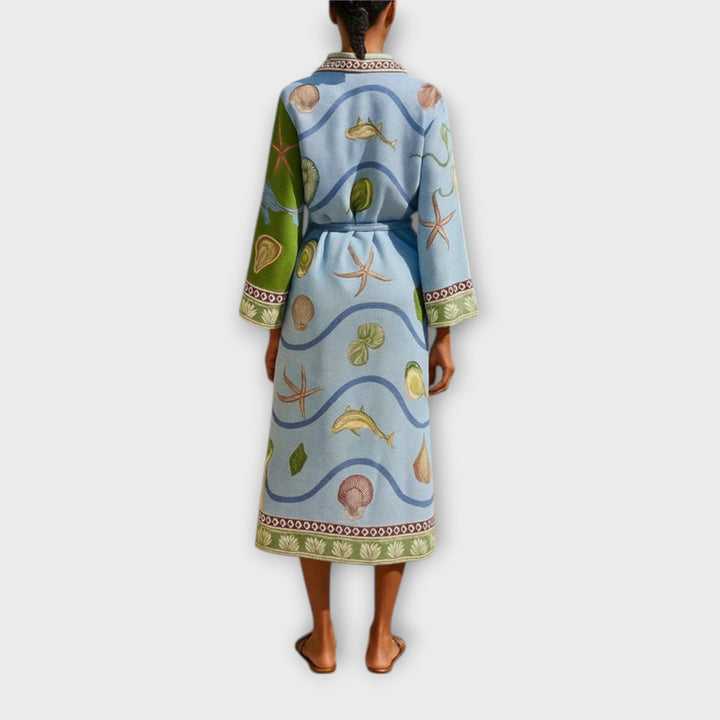 Jule - Tiskane midi obleke iz twilla s pasom