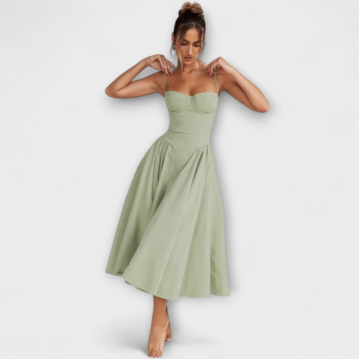 Rosalie - Elegantna brezrokavna korzetna obleka