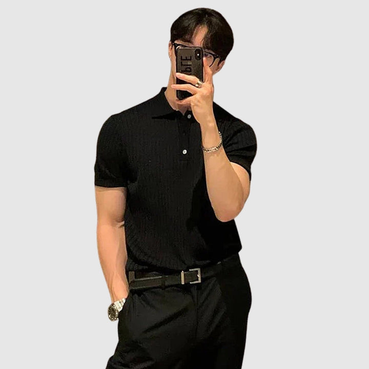 Libuše – Rebrast polo s gumbno zanko